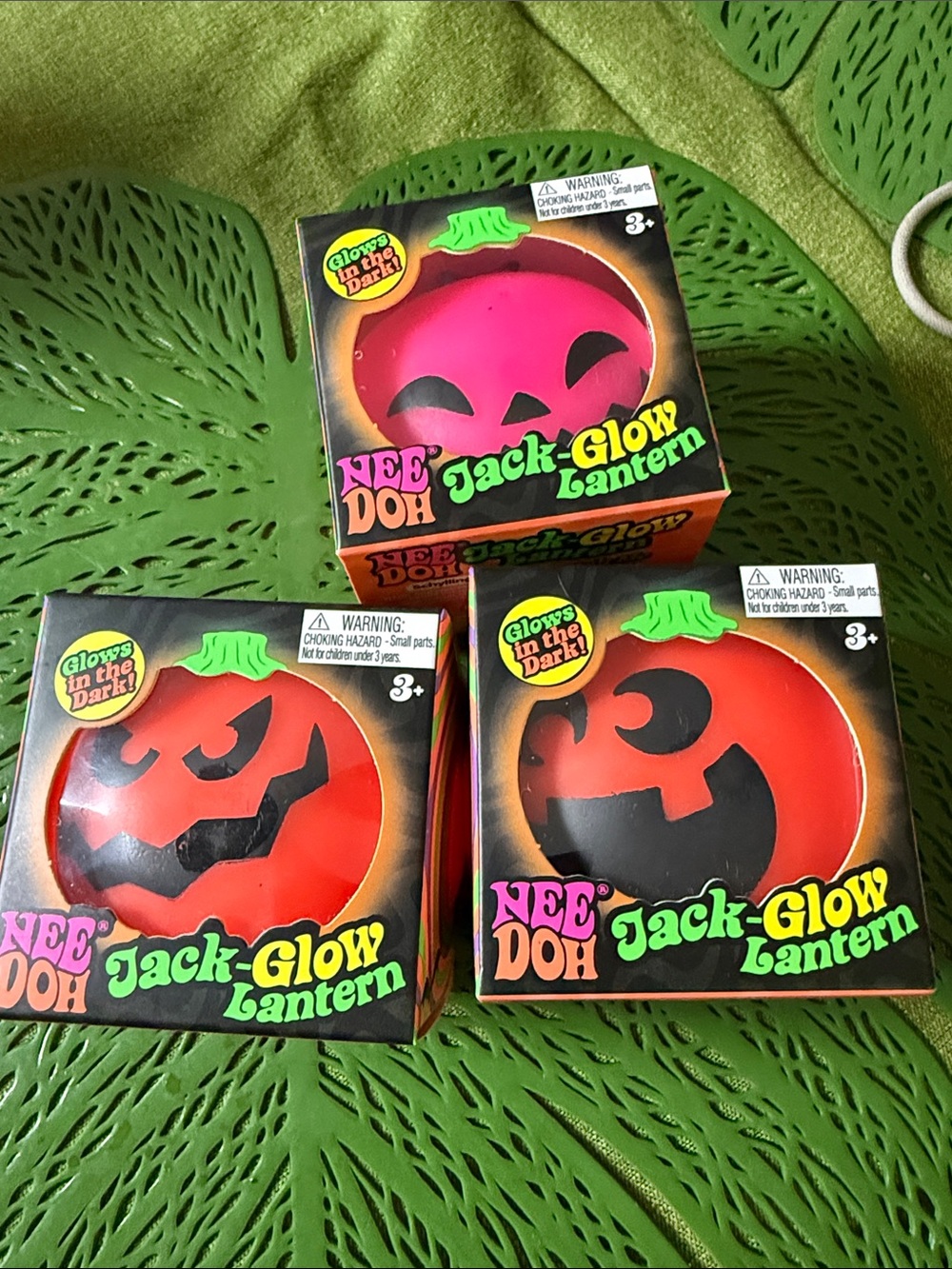 3 NeeDoh Jack-Glow Lantern Kids Halloween squishies HTF